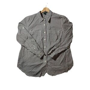 Vintage LRL Lauren Jeans Co Ralph Lauren Brown White Gingham Shirt 1X Women 417